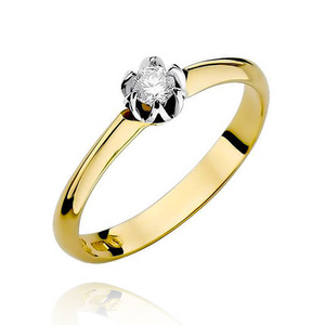 Verlobungsring aus Gold mit einem Diamanten von 0,10 Karat in einer Weißgoldfassung