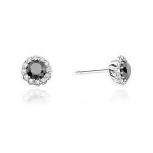 Goldohrringe 585 ovale Saphire 0,59 ct Diamanten 0,10 ct karminrot