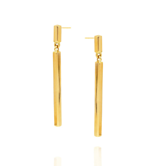 Goldene Ohrstecker 585 lang glatt klassisch mit Steckverschluss