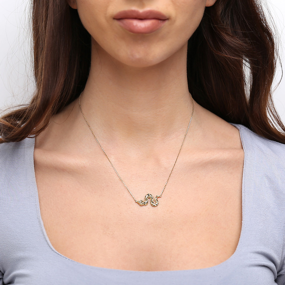 Gold 585 feierliche Schlangenhalskette Schlange Diamant Fußkettchen Kette