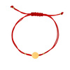 585 Goldarmband an roter Kordel mit runder Kugelgravur
