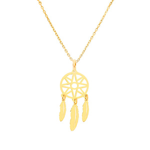 Gold 585 Traumfänger Feder Celebrity Halskette