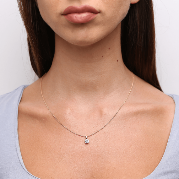 Gold runder Anhänger 585 Saphir Diamanten 0,39 ct