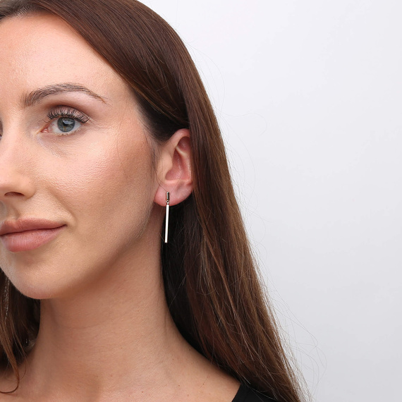 Goldene Ohrstecker 585 lang glatt klassisch mit Steckverschluss