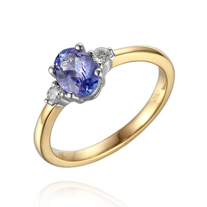 Gold ovaler Ring 585 Tansanit 0,77 ct Diamanten 0,08 ct