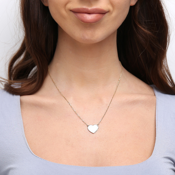 Gold Halskette 585 feierliche Herz Perlmutt Kette Diamant Fußkettchen Valentinstag