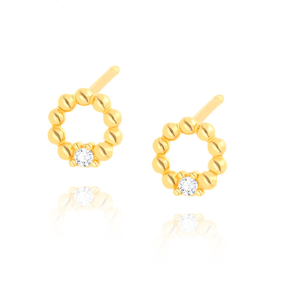 Gold 585 kleine Federohrringe an einem Pfosten