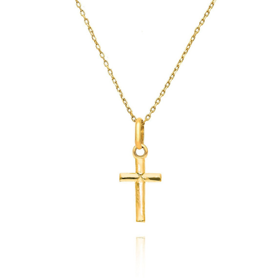 Gold schlicht Kreuz Anhänger 585 Kommunion Taufe 2 cm