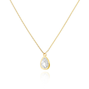 Goldene Krawattenhalskette mit schwarzem Zirkonia feierlich 585