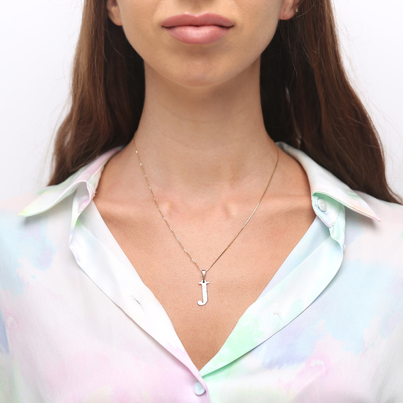 Gold-Anhänger 585 einfacher Buchstabe J Höhe 2 cm