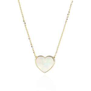 Gold Halskette 585 feierliche Herz Perlmutt Kette Diamant Fußkettchen Valentinstag