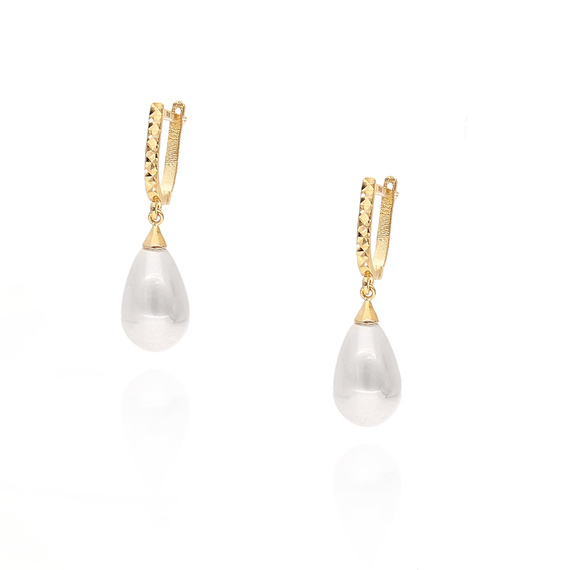 Gold Perlenohrringe 585 oval natürliche Zuchtperle Diamant englische Schließe