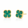 Gold Klee Ohrringe 585 Kleeblätter Blumen natürlichen Malachit auf Stick