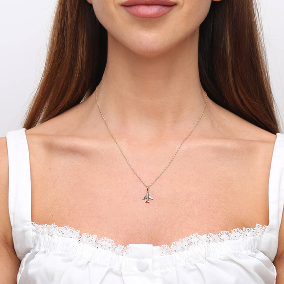 Goldener Anhänger Flugzeug 585 glatt kleines Flugzeug