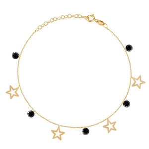 Gold-Bein-Armband mit Ringen 585 feierlichen Kreisen und Zirkonen