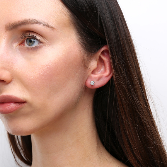 Gold-Ohrringe 585 ovale Rubine Diamanten 0,71 ct