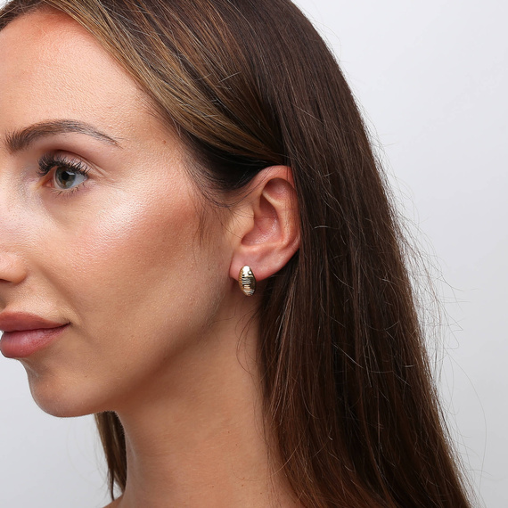 Gold-Diamant-Ohrringe 585 breit rechteckig Weiß- und Gelbgold englische Schließe