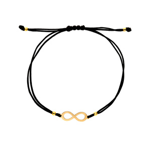 585 Goldarmband auf schwarzer Kordel Unendlichkeitskugeln