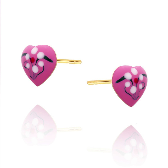 Gold rosa Herzen Post-Ohrringe für Mädchen 585