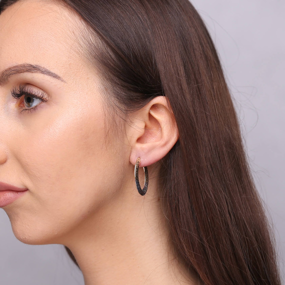 Gold ovale kreisförmige Ohrringe 30 mm zweifarbig 585