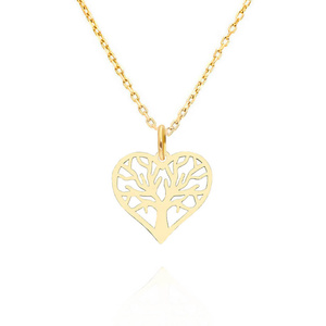 Gold durchbrochener Anhänger 585 Glücksbaum im Herzen 1,8 cm