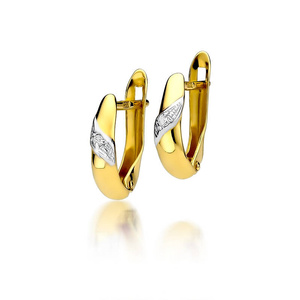 Gold 585 Komma-Ohrringe mit dreifachen weißen und schwarzen Diamanten 0,40 ct