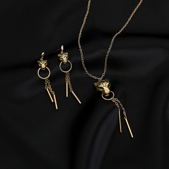 Goldtiger-Halskette 585 Tigerkopf-Krawatte