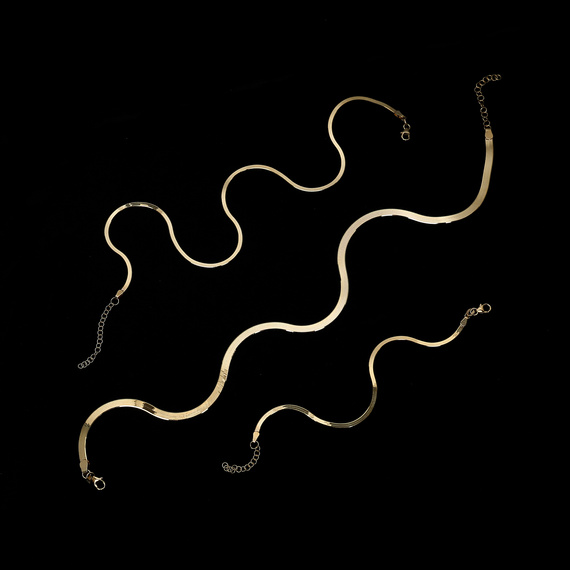 Goldband Halskette Adder 585 glatt 4 mm Länge 42-45 cm