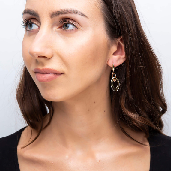 Goldanhänger Creolen 585 Gelb- und Weißgold diamantiert Englisch