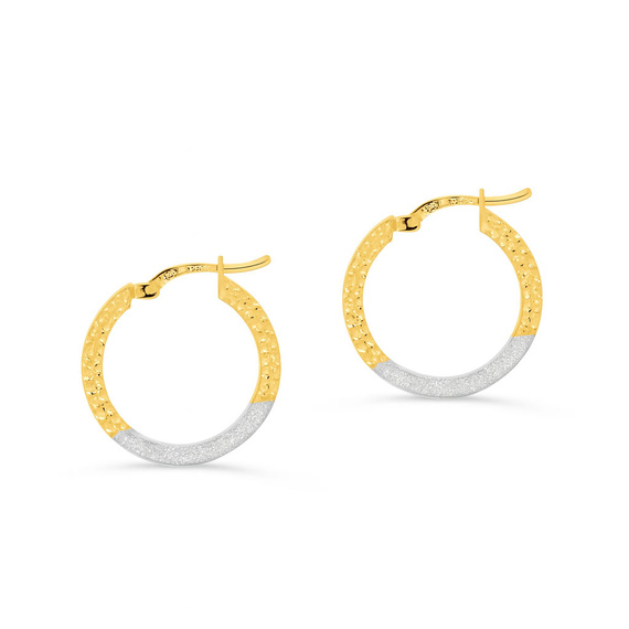 Facettierte 15-mm-Ohrringe aus Gold kombiniert mit Weißgold