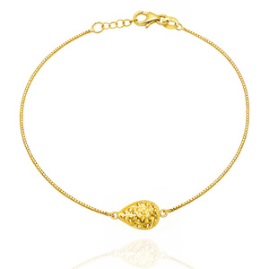 Goldkette 585 durchbrochene Diamant-Tropfen-Fußkette