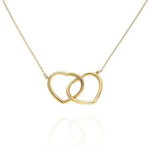 Gold 585 feierliche Halskette zwei verbundene Herzen klirren Kette Fußkettchen