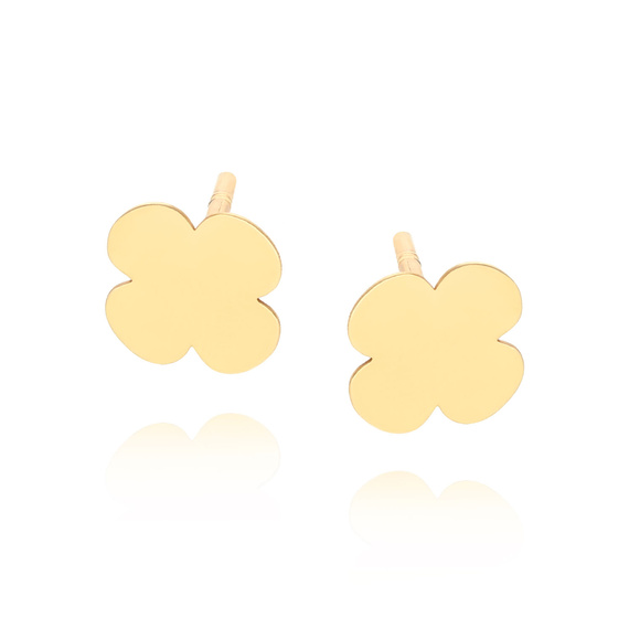 Gold 585 kleine Federohrringe an einem Pfosten