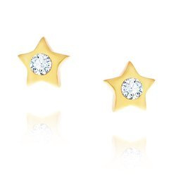 Kleine goldene Stern-Ohrringe mit Zirkonia am Pfosten 585 