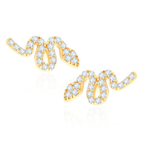 Gold 585 kleine Federohrringe an einem Pfosten