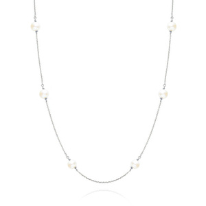 Damen 585 Gold Halskette mit Perlen Weißgold