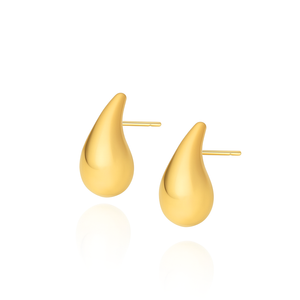 Goldene Ohrringe kleine Tropfen 585 Stecker 1,6 cm