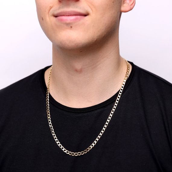 Dicke goldene Männerkette 585 Panzerkette 5,5 mm Länge 60 cm