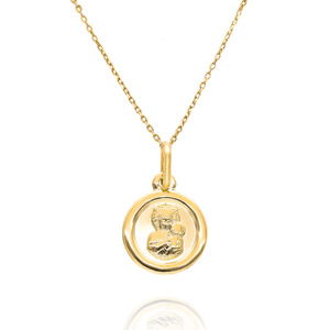 Goldene Medaille rund glatt 585 Muttergottes von Tschenstochau 2,2 cm