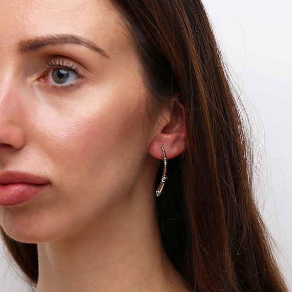 Gold-Horn-Ohrringe 585 Anhänger Diamant-Ohrstecker