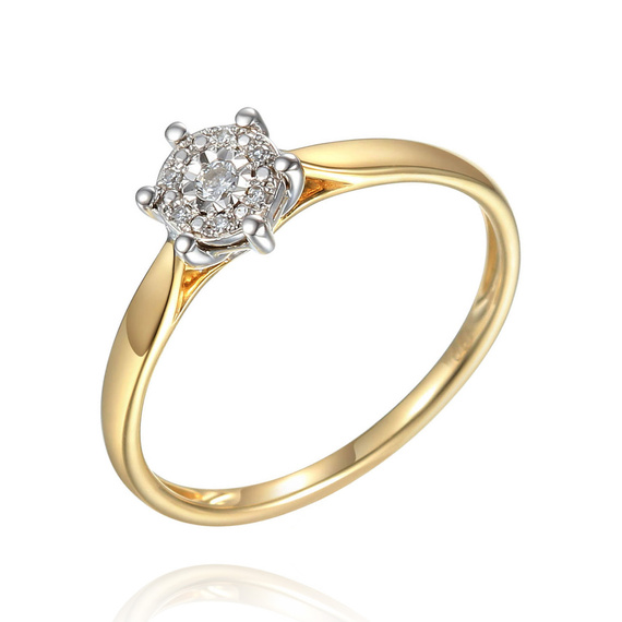 Goldverlobungsring mit 0,05 Karat Diamanten Illusionseffekt