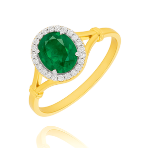 Goldring 585 Saphir 0,43 Karat Diamanten 0,14 Karat