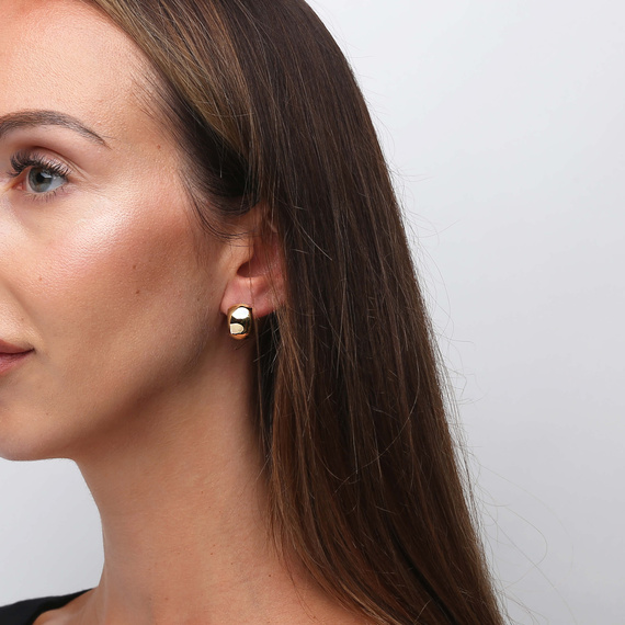 Gold-Diamant-Ohrringe 585 breit rechteckig Weiß- und Gelbgold englische Schließe