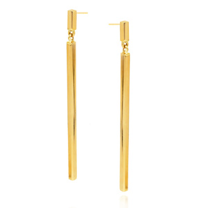 Goldene Ohrstecker 585 lang glatt klassisch mit Steckverschluss