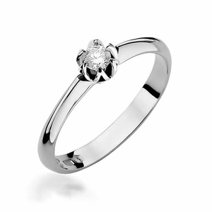 Verlobungsring aus Gold mit einem Diamanten von 0,10 Karat in einer Weißgoldfassung