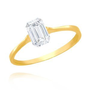 Gold Verlobungsring mit rechteckigem Zirkonia 585 Baguette