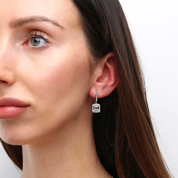 Gold-Ohrringe 585 ovale Rubine Diamanten 0,71 ct