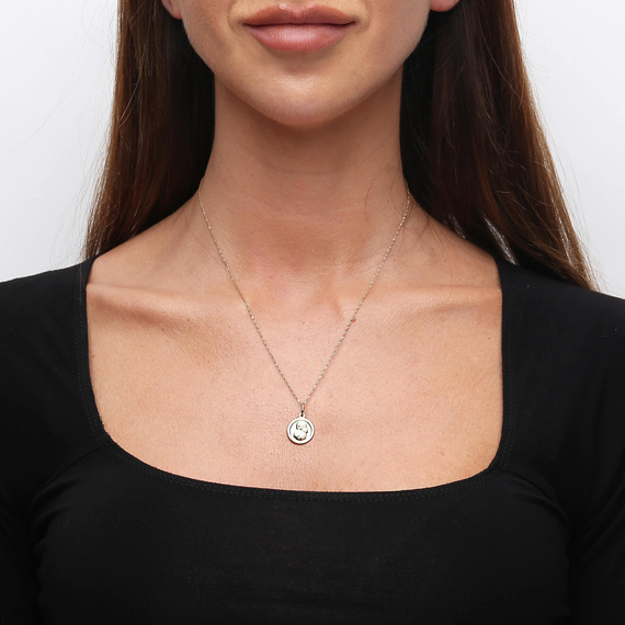 Goldene Medaille rund glatt 585 Muttergottes von Tschenstochau 2,2 cm