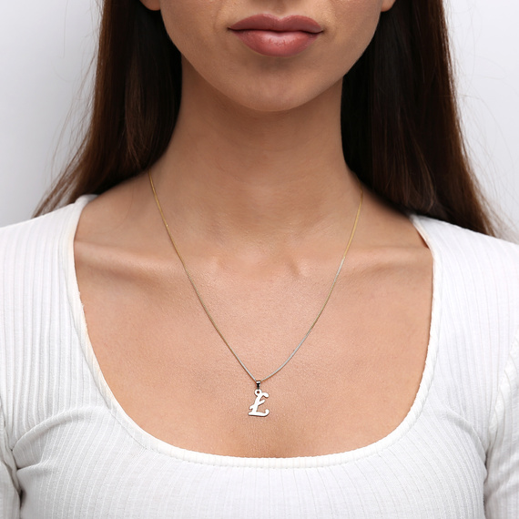 Gold-Anhänger 585 Buchstabe schräg Ł