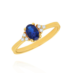 Goldring 585 Saphir 0,43 Karat Diamanten 0,14 Karat